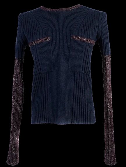 Kenzo Blue Long Sleeve Ribbed Sweater Women Size L Excellent