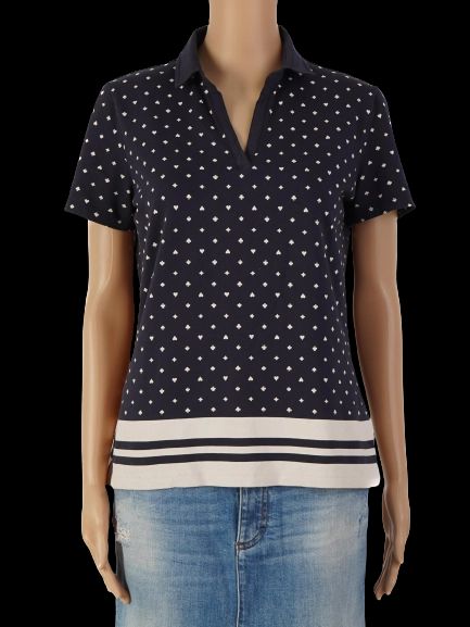 good tommy hilfiger navy polo shirt with stripes for women