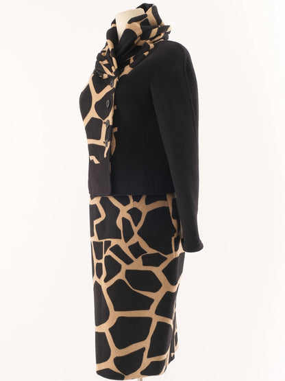 Excellent Valentino Giraffe Print Wool Two-Piece Outfit Size M