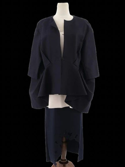 Excellent Cos Women's Blue Cotton Peplum Top & Asymmetrical Skirt M