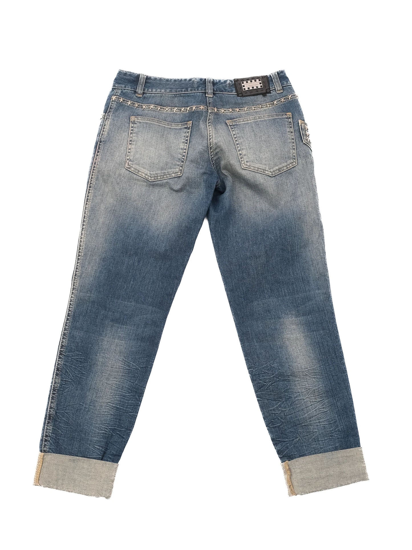 excellent phillipp plein blue jeans size s with decorative details