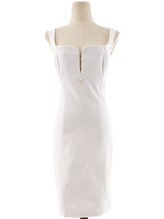 Elisabetta Franchi White Sleeveless Dress Size M Excellent Condition