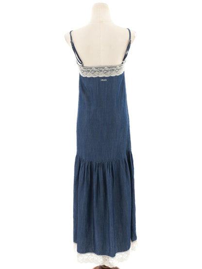 Liu Jo Blue Denim Dress Size S Spaghetti Straps Lace Details