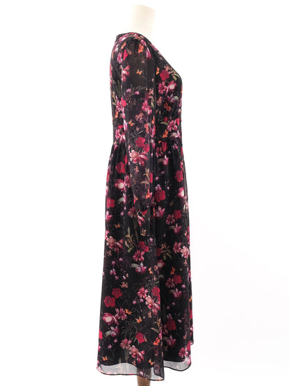 Excellent Ted Baker Floral Long-Sleeved Dress Size M