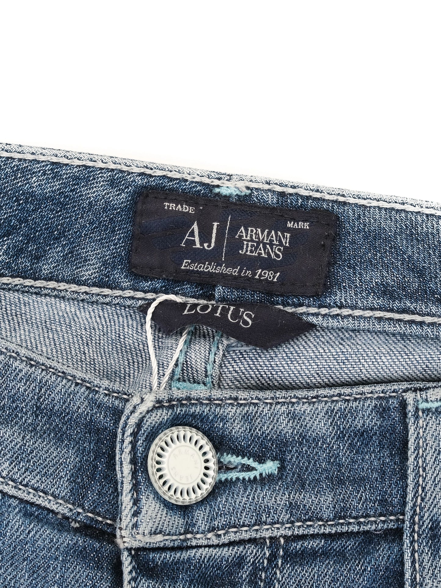 excellent armani jeans blue polyester kids size xs - aj established 1981
