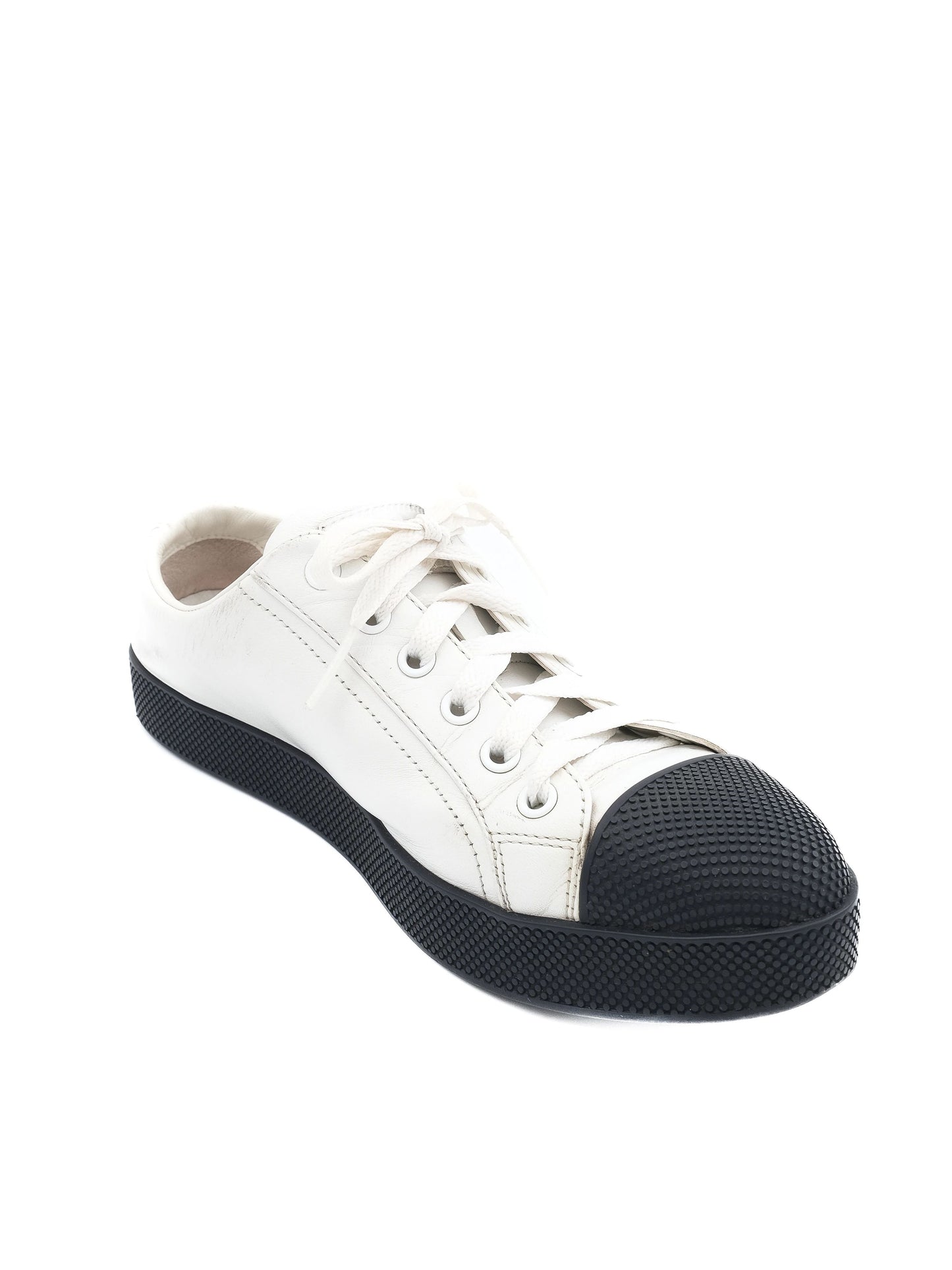 average condition prada white leather sneakers size 36