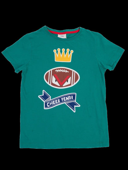 Excellent Fendi Kids Green T-Shirt Size 12 with Crown Design