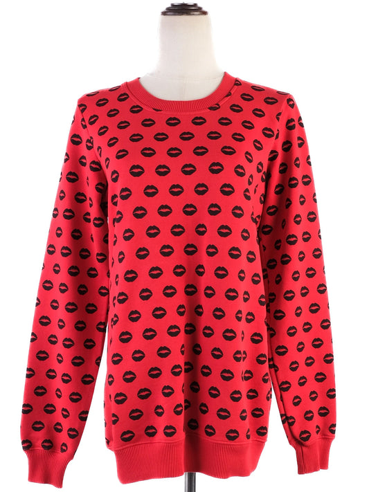 Excellent Markus Lupfer Red Cotton Sweater Size S with Lip Print