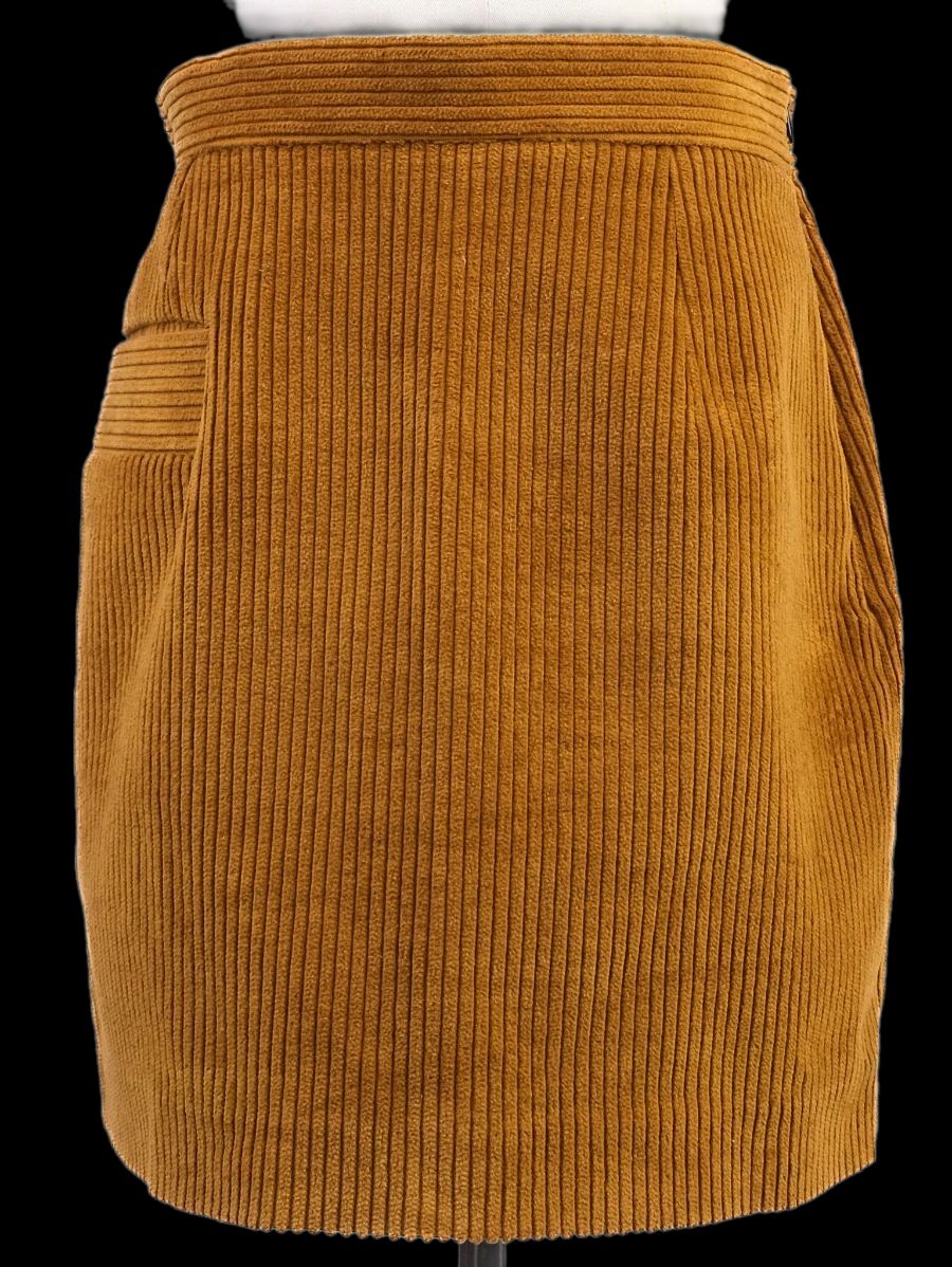 excellent sandro orange polyester skirt size m knee-length