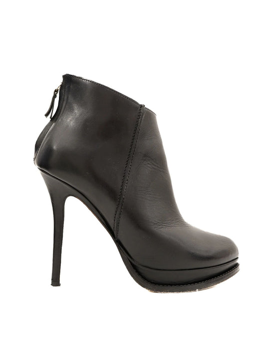 Excellent MaxCo Black Leather High-Heeled Ankle Boots Size 38