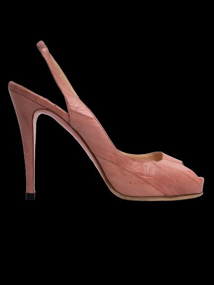 Average Christian Louboutin Pink Leather Slingback Heels Size 38.5