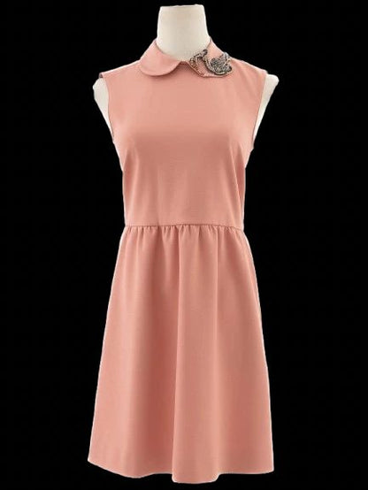 Perfect Red Valentino Pink Sleeveless Dress Size S with Peter Pan Collar