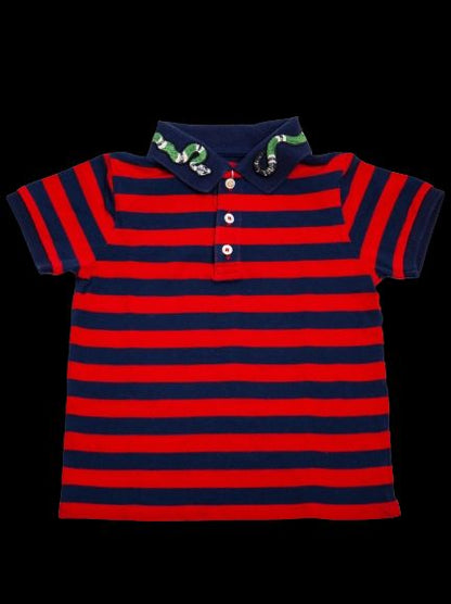 Good Gucci Kids Polo Shirt Blue Cotton Size 3 with Snake Design