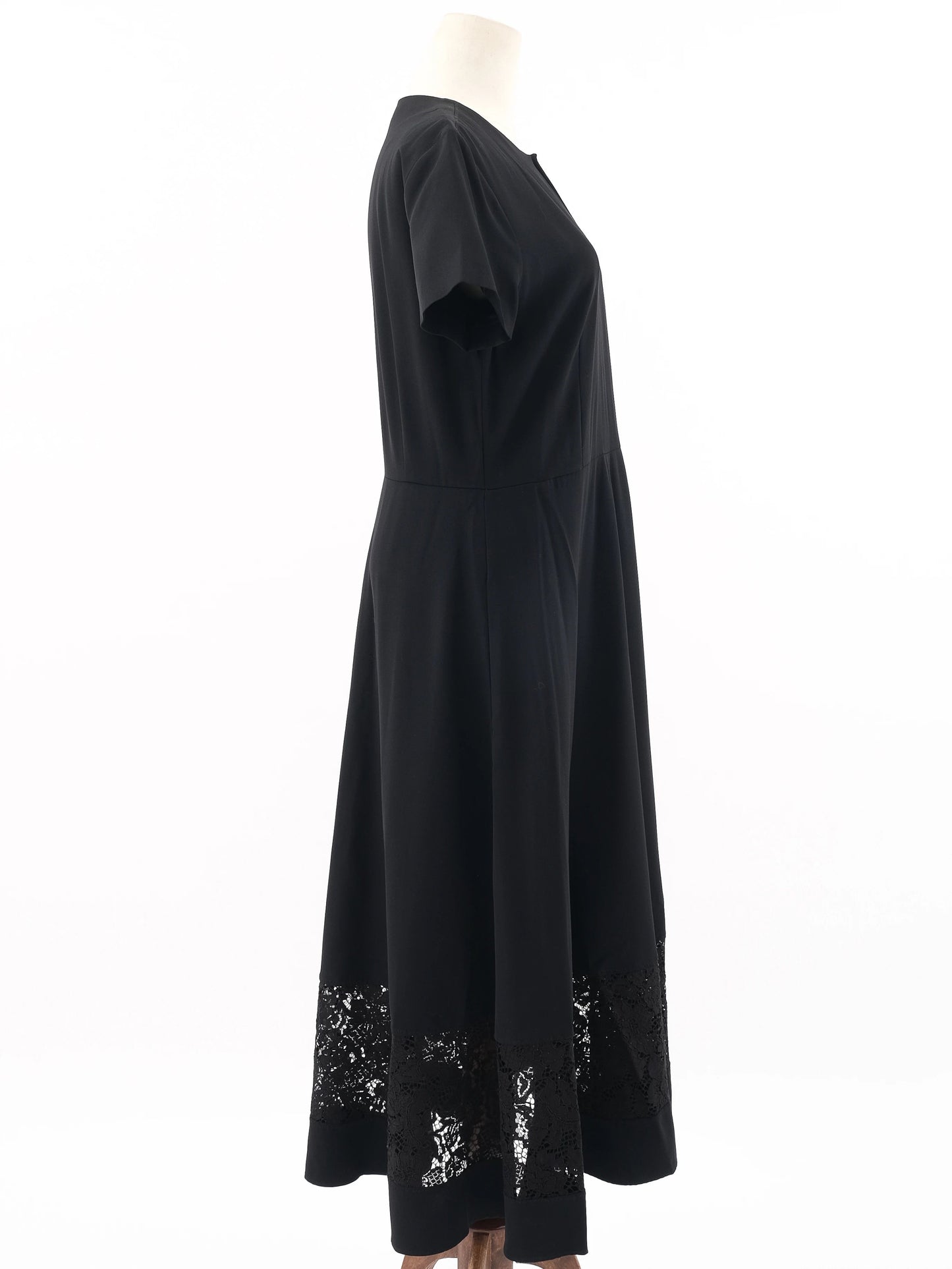 excellent marella black wool dress with lace detailing size n/a