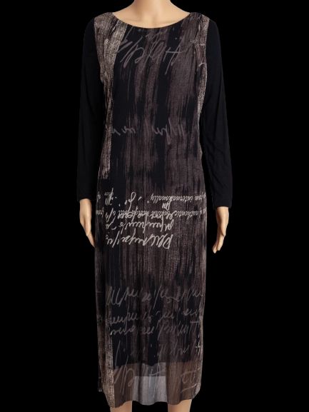 good liu jo long-sleeved dress m black brown abstract pattern