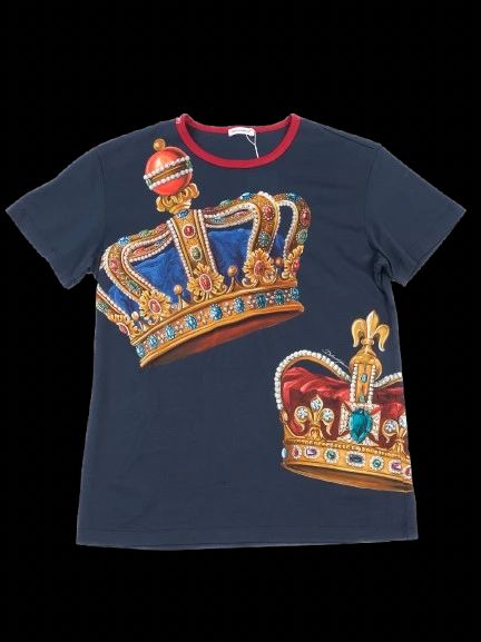 excellent dolce gabbana navy crown print t-shirt for kids size 12