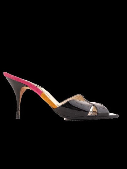 Average Condition Brian Atwood Black Leather High-Heeled Sandals Size 38