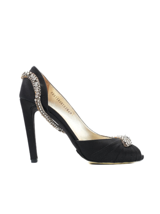 Excellent Valentino Black High-Heeled Shoe Size 40 with Embellishments