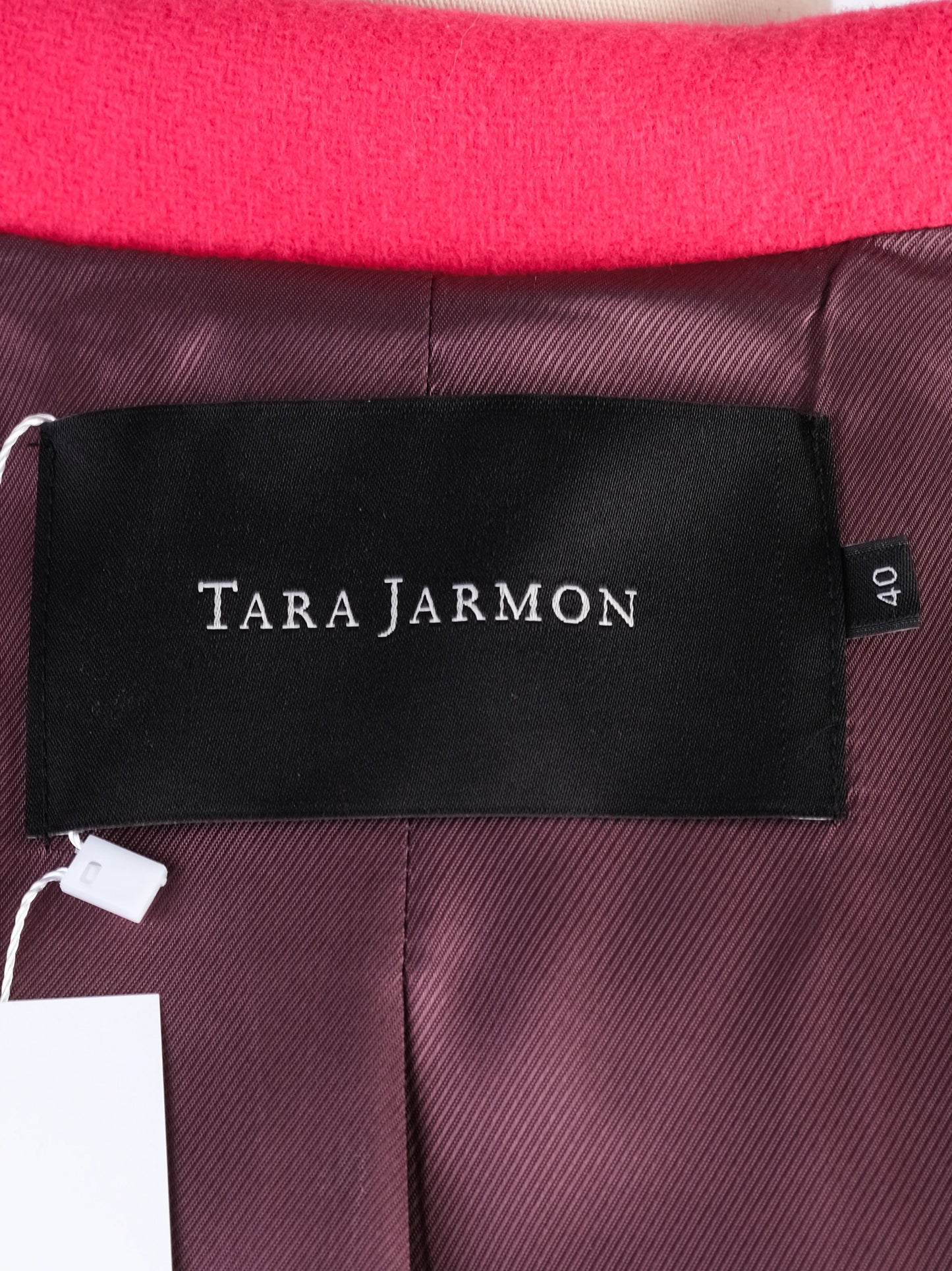 excellent tara jarmon pink wool double-breasted coat size l