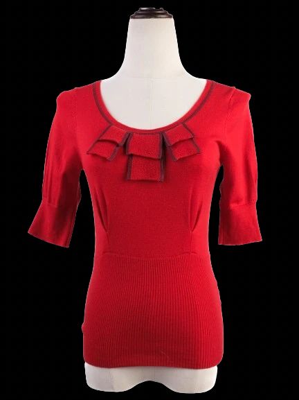 excellent karen millen red wool sweater size xs with zipper detail