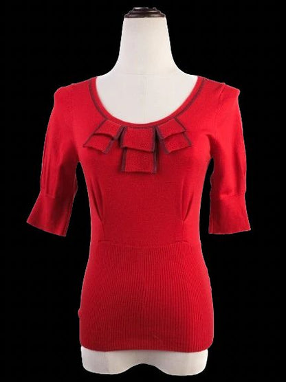 Excellent Karen Millen Red Wool Sweater Size XS with Zipper Detail