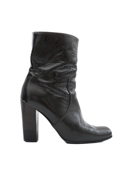 Excellent Fendi Orange Leather High-Heeled Ankle Boots Size 36.5