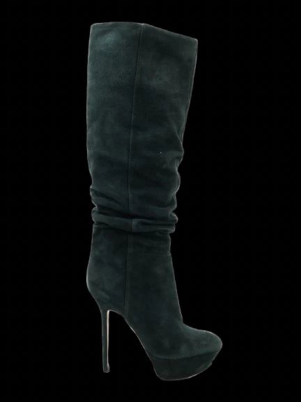 sergio rossi green leather stiletto knee-high boots size 38