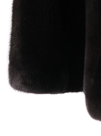 Perfect Blackglama Black Fur Coat with Belt Size S