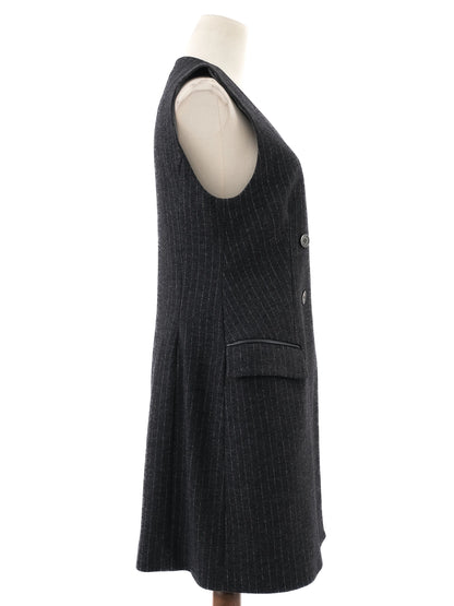 Excellent Beatrice B. Gray Wool Sleeveless Dress Size L