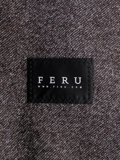 Excellent Feru Gray Wool Double-Breasted Overcoat for Men