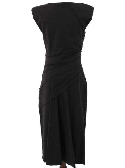 Excellent Alberta Ferretti Black Wool Mid-Length Dress Size M