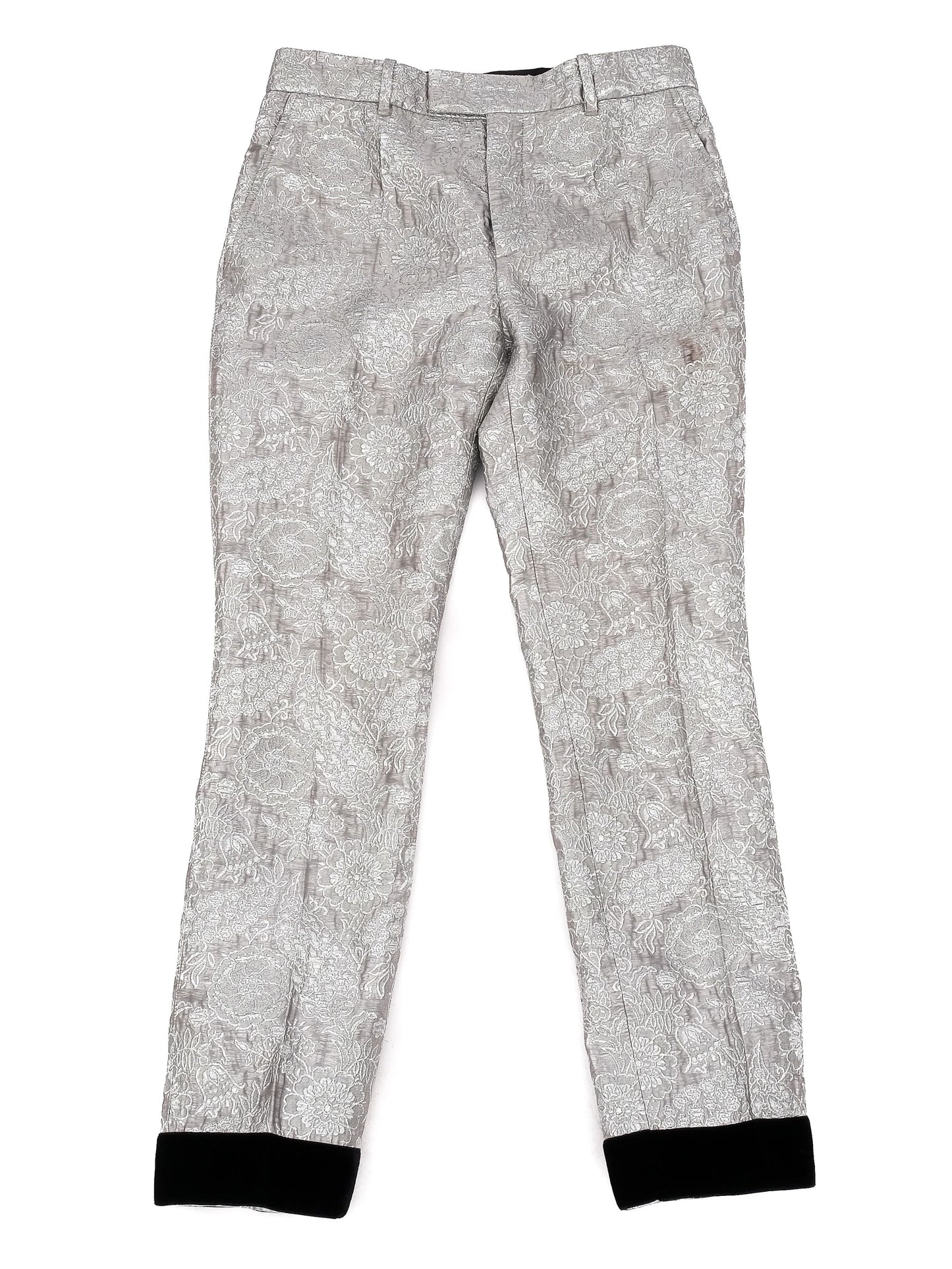 excellent gucci gray floral patterned pants size m made in italy