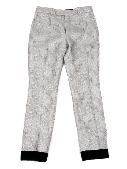 Excellent Gucci Gray Floral Patterned Pants Size M Made in Italy