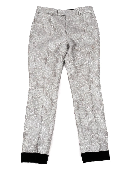 Excellent Gucci Gray Floral Patterned Pants Size M Made in Italy