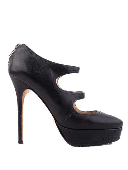Average Jimmy Choo Black Leather High-Heeled Shoes Size 37.5