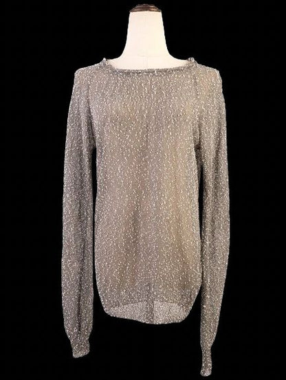 Excellent Women's Long-Sleeved Knit Sweater Size L Acetate Gray