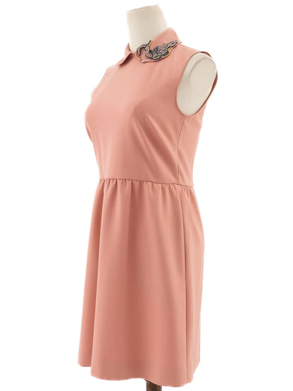 Perfect Red Valentino Pink Sleeveless Dress Size S with Peter Pan Collar