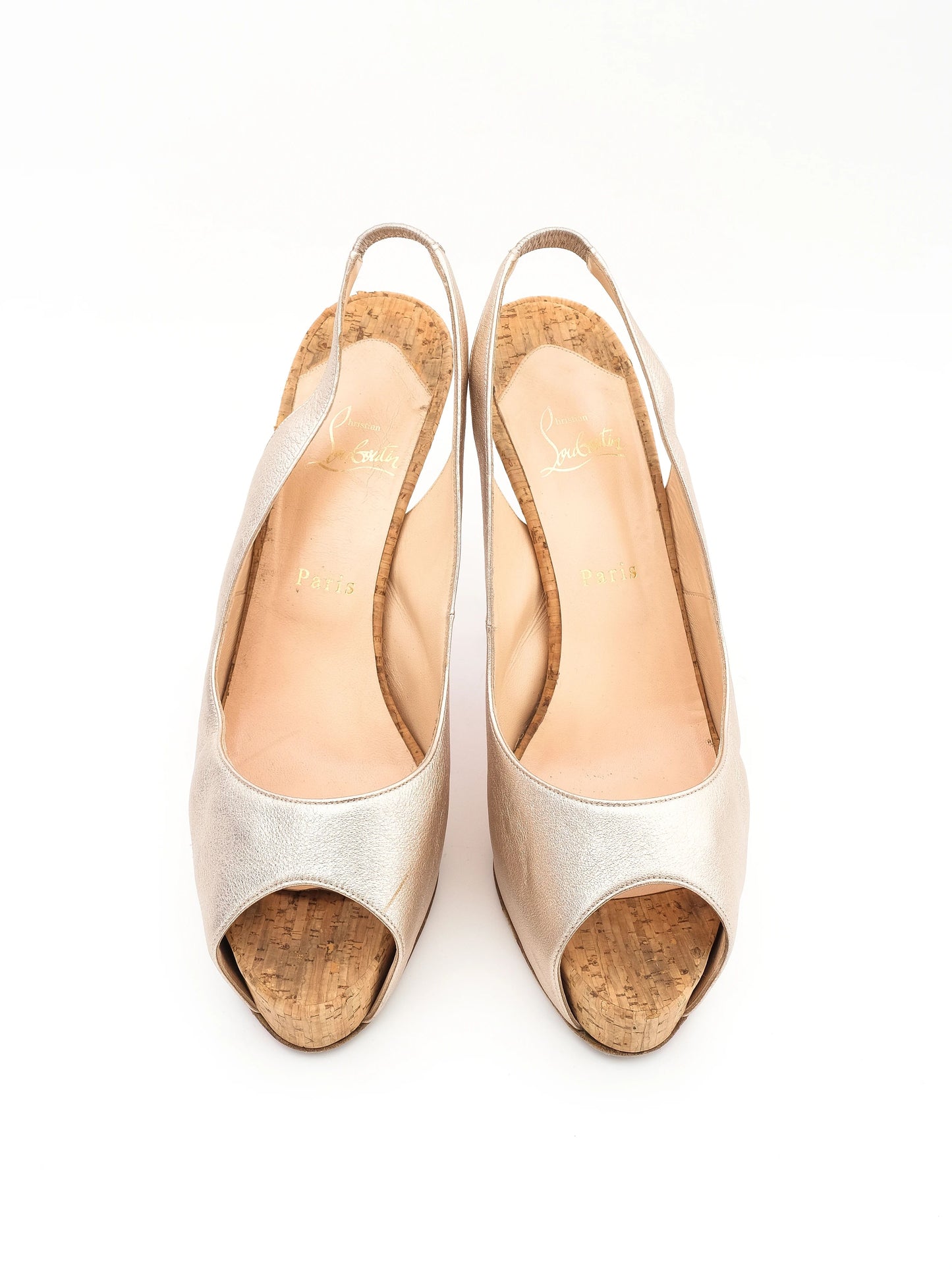 christian louboutin gray leather high-heeled slingback shoes size 40
