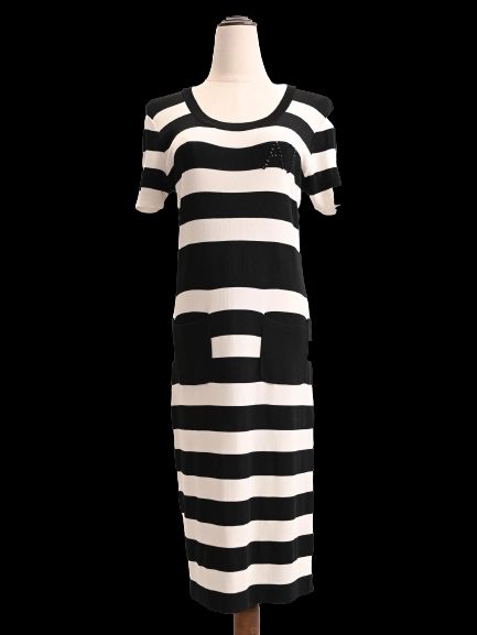 excellent armani jeans striped dress black white size xl