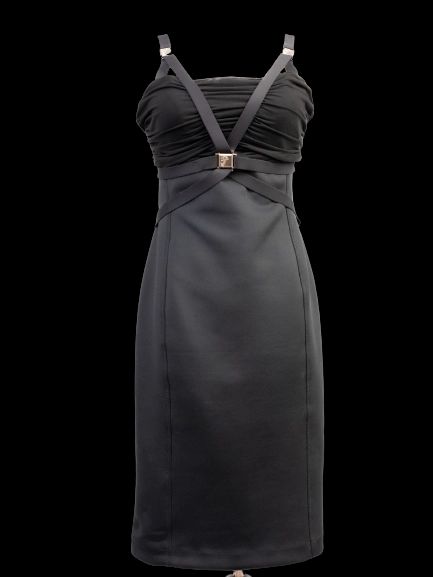 Excellent Versace Black Dress Size L Polyester with Straps