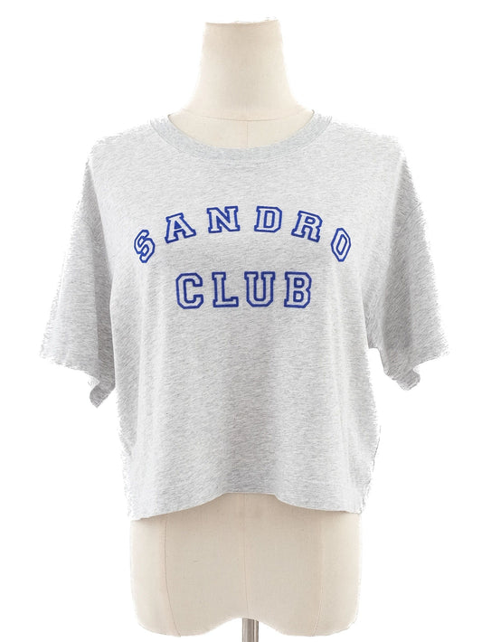 Excellent Sandro Gray T-Shirt Women's Size Casual Cotton SANDRO CLUB