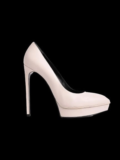 Average Saint Laurent White Leather High-Heeled Pumps Size 39.5