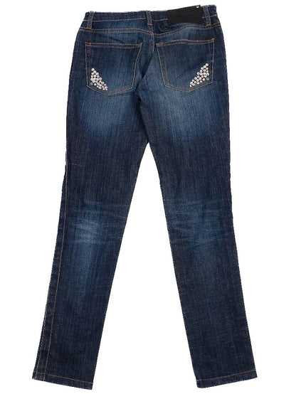 Excellent Blumarine Blue Cotton Jeans Size XS with Decorative Studs