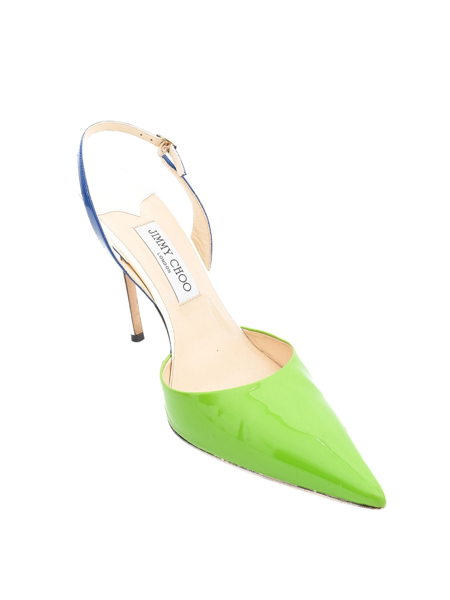 jimmy choo green leather slingback high-heeled shoes size 40.5