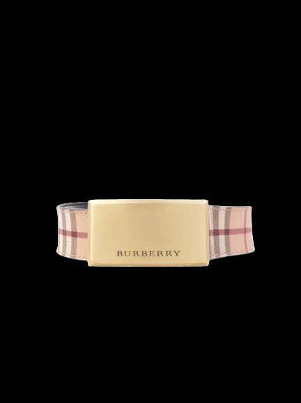 perfect burberry check leather belt with gold buckle