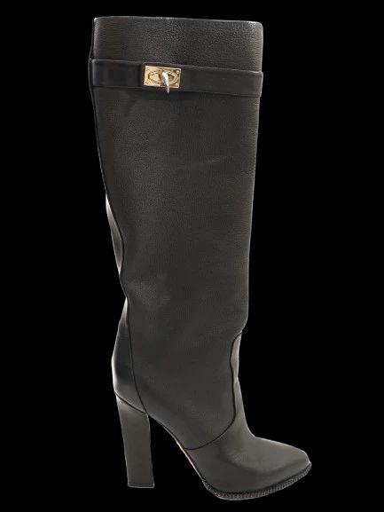 excellent givenchy black leather knee-high boots size 37