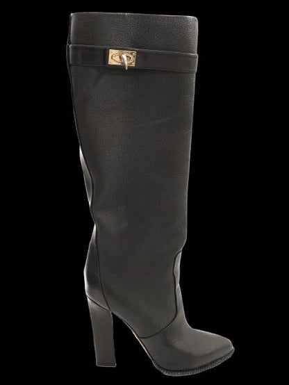 Excellent Givenchy Black Leather Knee-High Boots Size 37