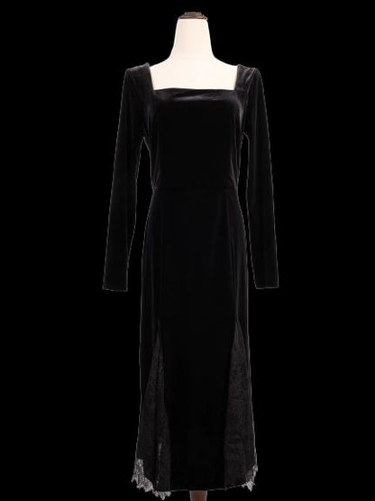 Excellent 12storeez Black Long-Sleeved Dress Size M with Lace Details