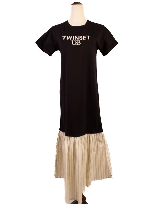 Excellent TWINSET Black Dress U&B Size XS Cotton Combined Color