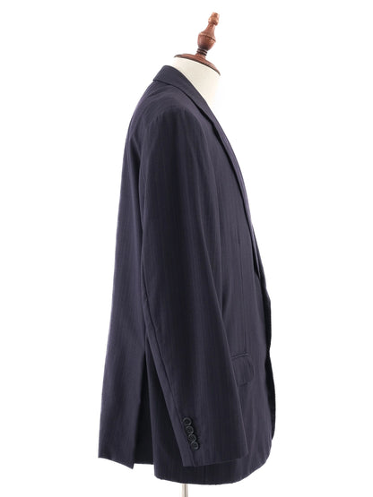 BRIONI Excellent Blue Cupro Suit Jacket Size XL Dark Pinstripe
